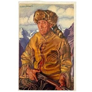 Vintage Montana Postcard Tom Dawson Glacier National Park Great Northern Railway